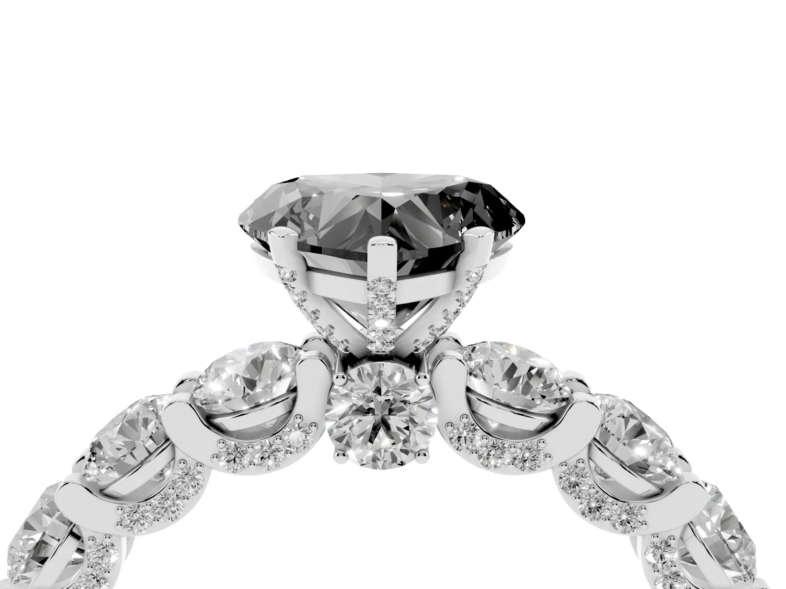 Fancy Black Heart Cut Diamond Side Stone Engagement Ring with Four-Prong Setting Platinum