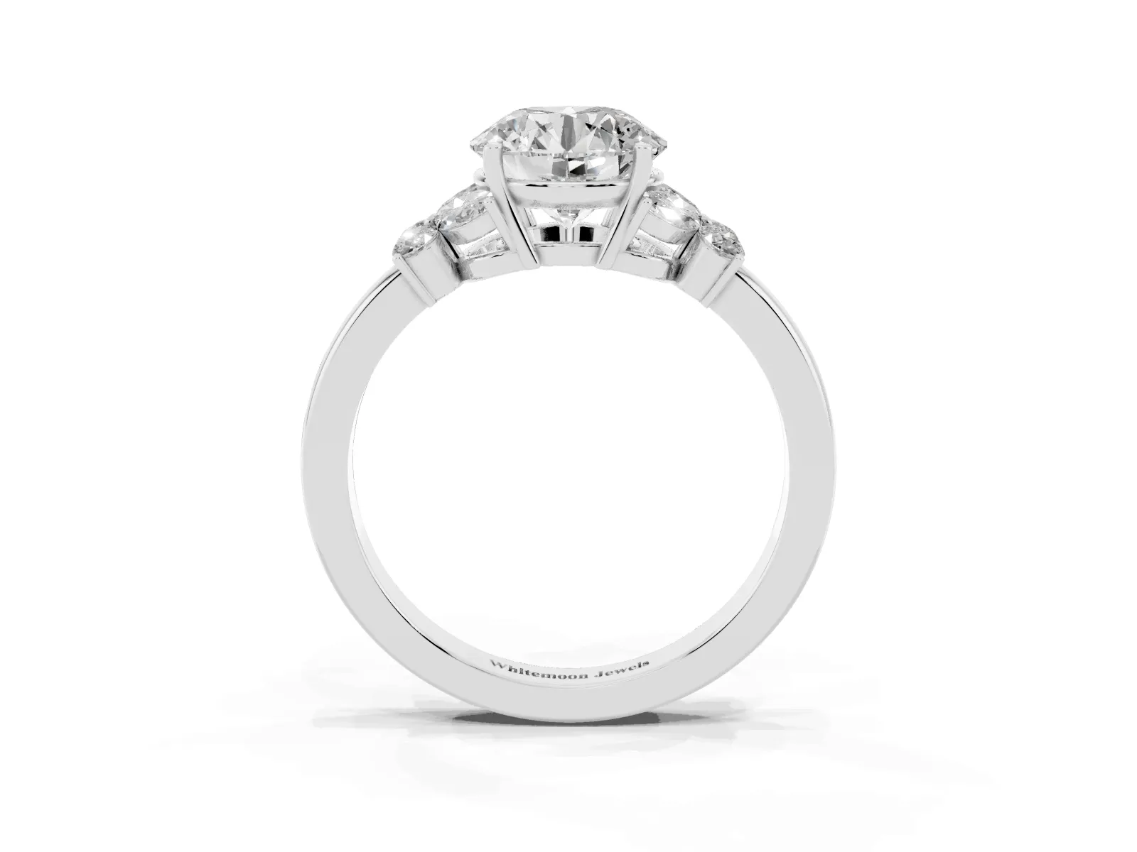 Round Cut Cut Solitaire Floral Diamond Ring with Four-Prong Setting Platinum