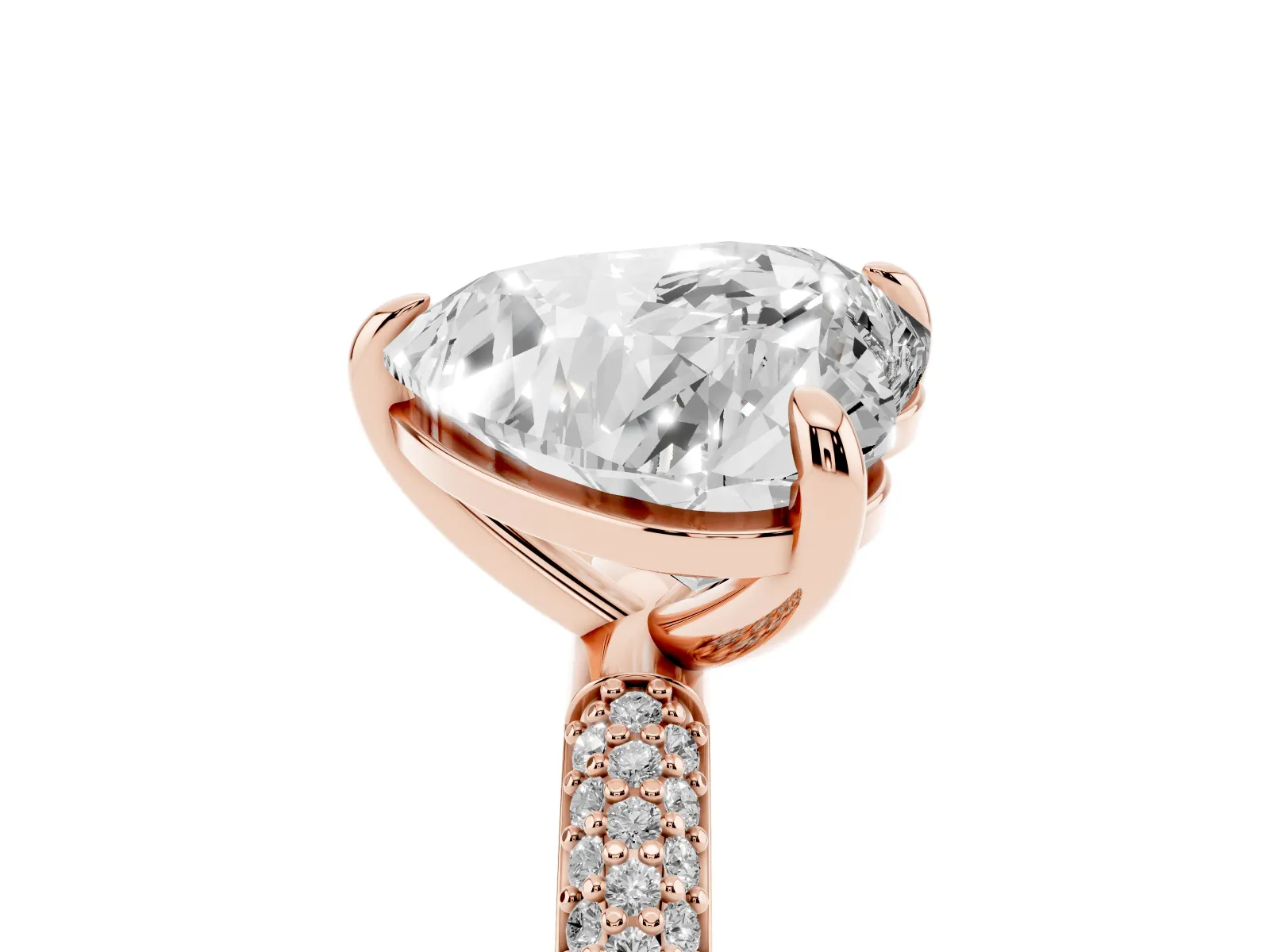 Pear and Heart Toi Moi Ring with Prong Setting and Micro Pave Band Rose gold