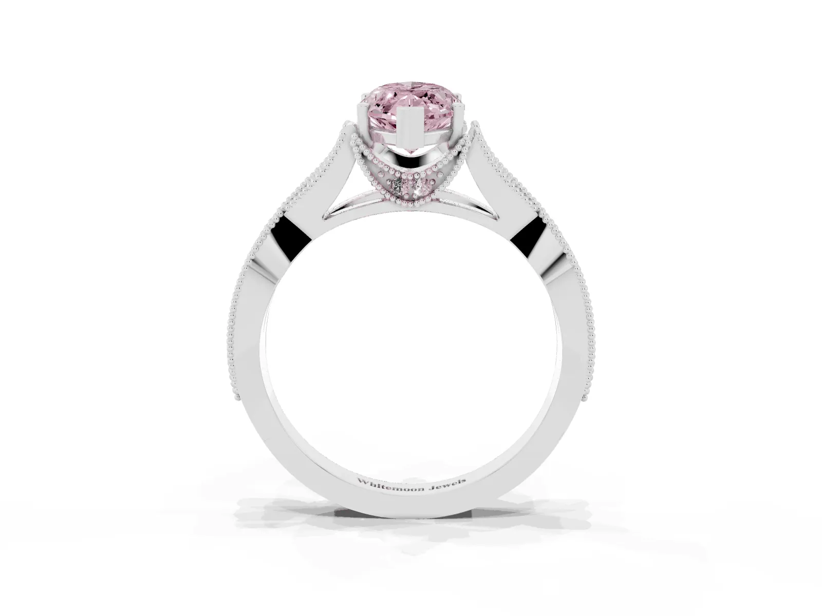 Fancy Pink Marquise Cut Cut Diamond Twisted Band with Milgrain Pave Setting and Four-Prong Setting Platinum