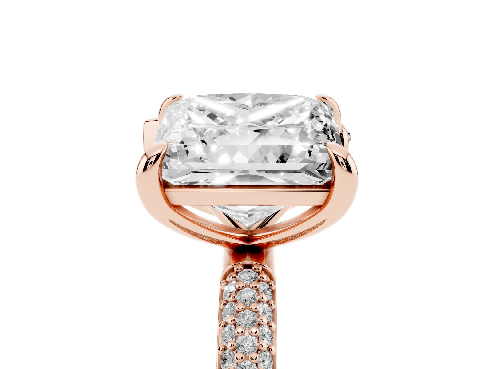 Pear and Princess Toi Moi Ring with Prong Setting and Pave Band Rose gold