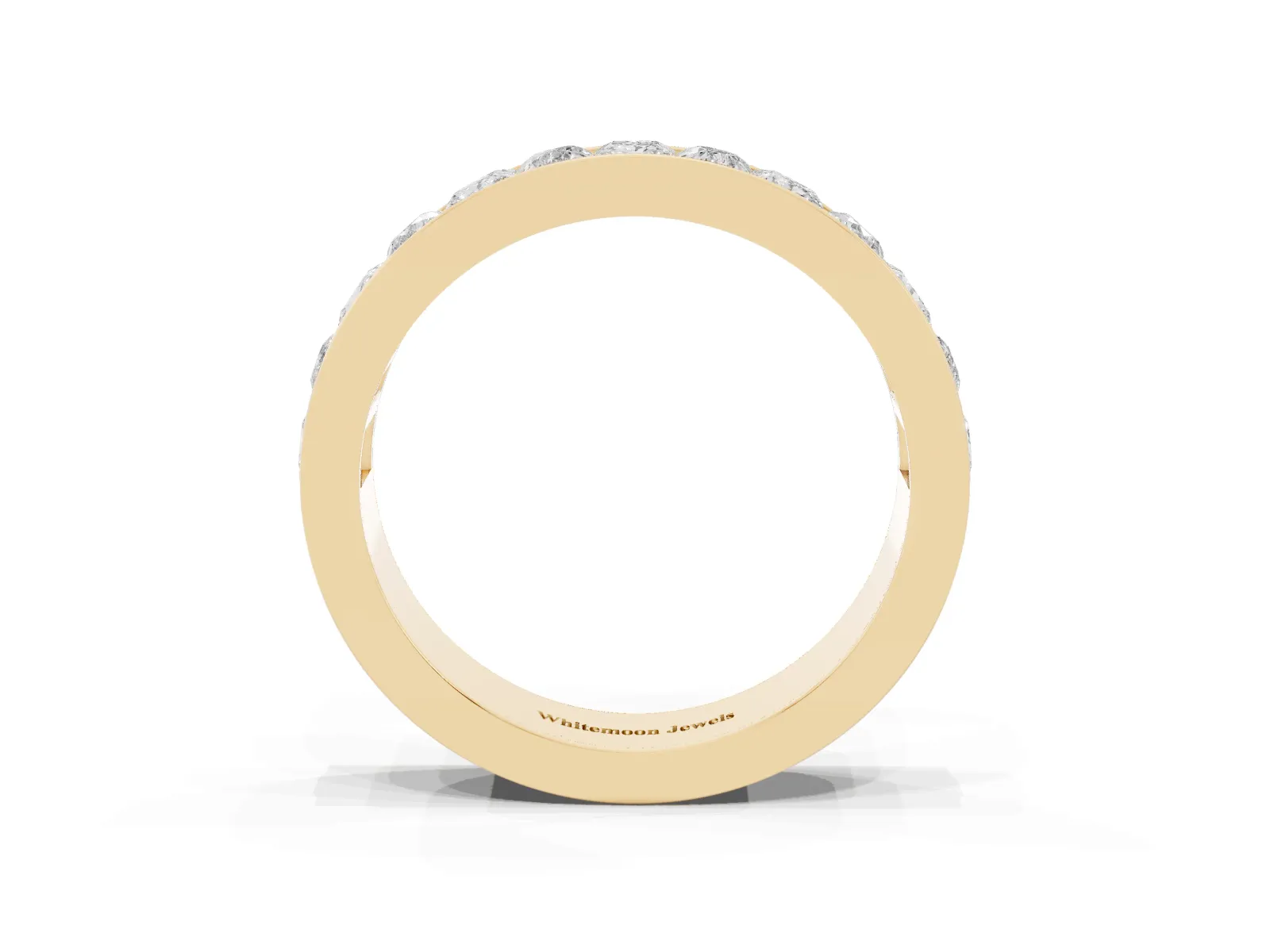 Princess Diamond Channel Set Promise Ring with Round Diamond Accents Yellow gold