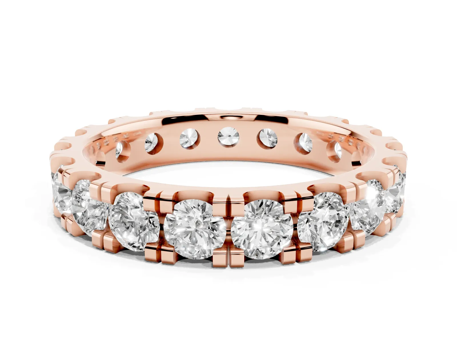 Round Diamond Full Eternity Band with U-Prong Setting Rose gold