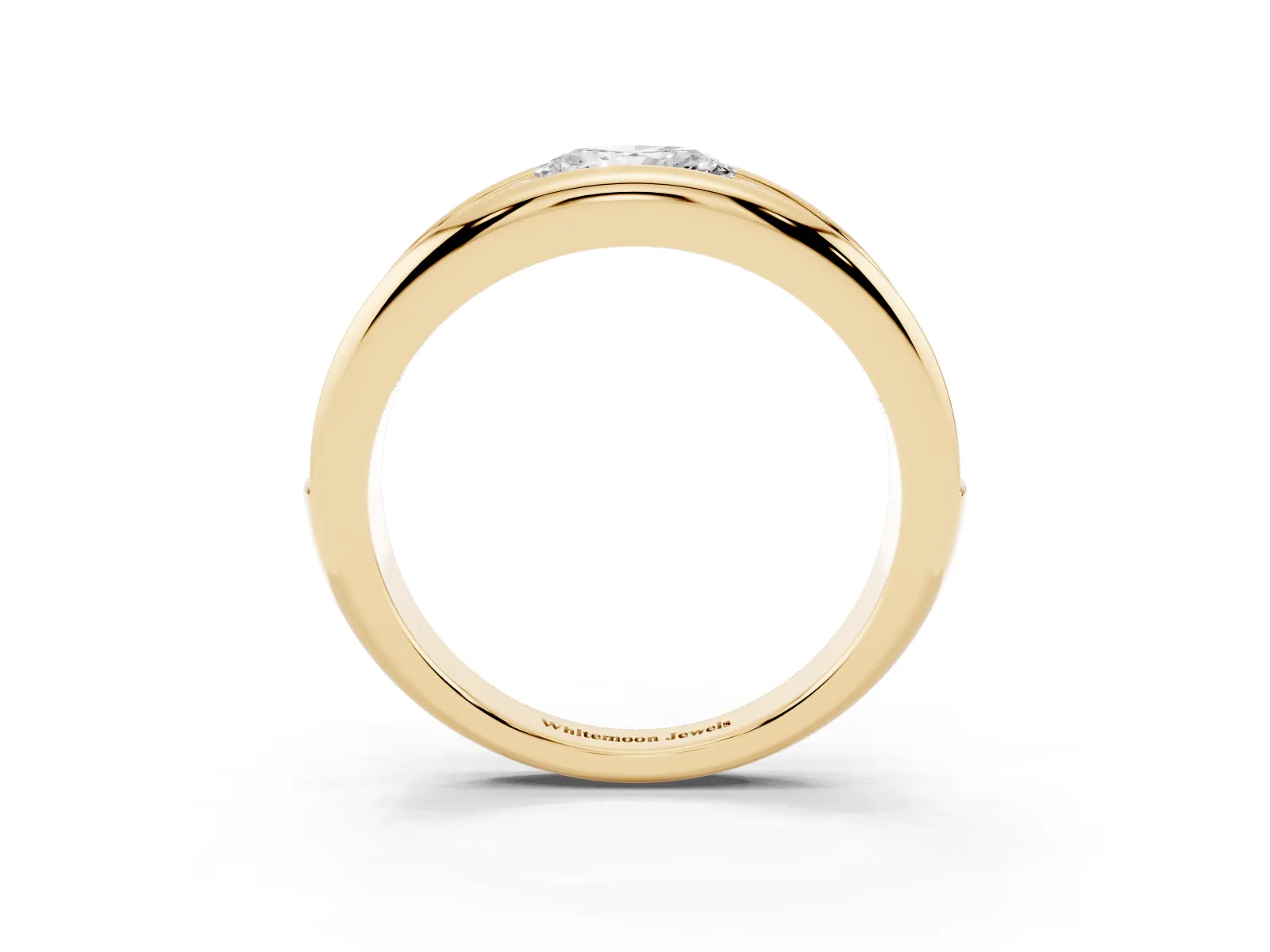 Oval Diamond Mens Ring with Round Diamond Accents Yellow gold