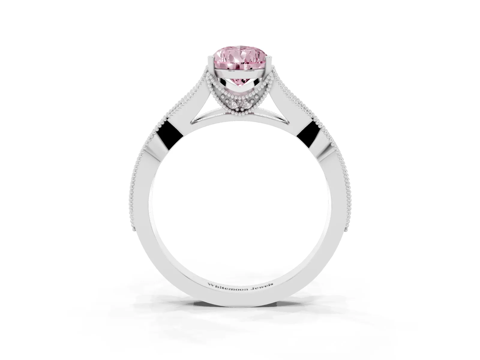 Fancy Pink Pear Cut Cut Diamond Twisted Band with Milgrain Pave Setting and Four-Prong Setting Platinum