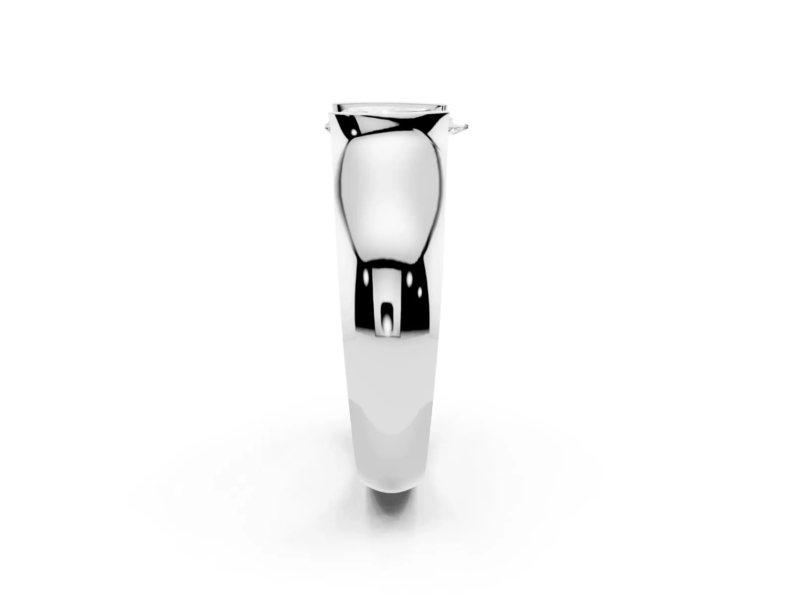 Pear Cut Solitaire Bezel Set Diamond Ring with Wide Band White gold