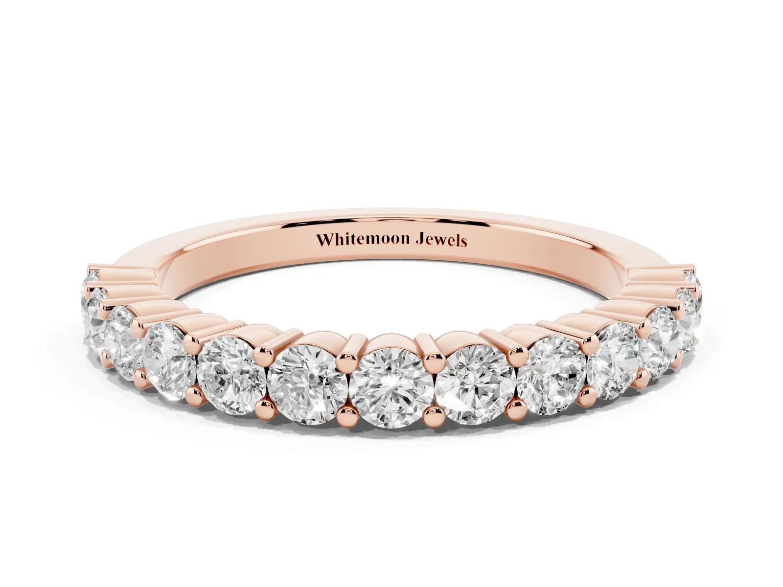 Alternating Round Diamond Promise Ring with Round Diamond Accents Rose gold