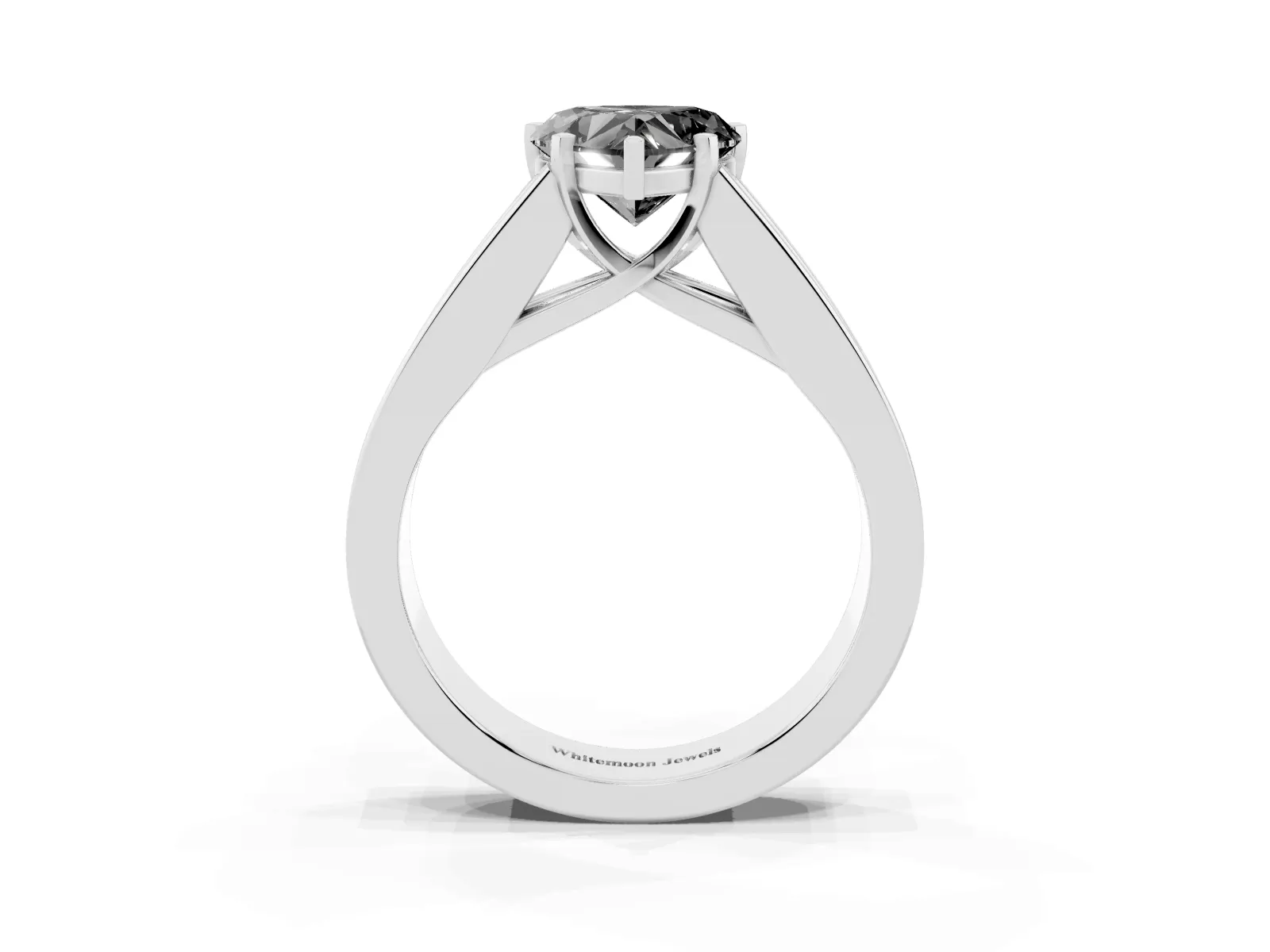 Fancy Black Heart Cut Cut Channel Set Solitaire Ring with Four-Prong Setting White gold