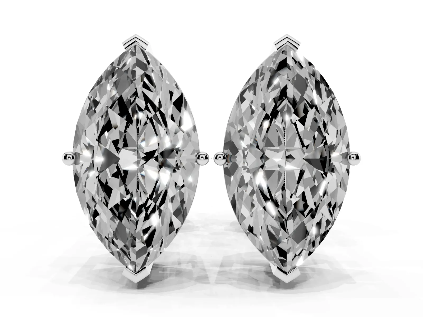 Marquise Cut Diamond Stud Earrings Platinum