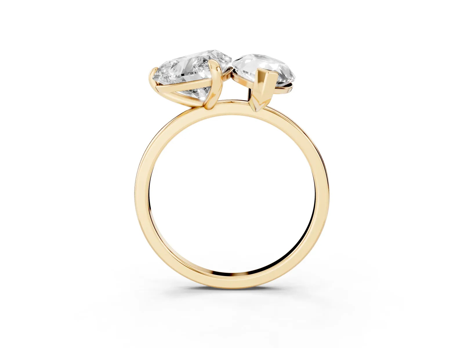 Heart and Marquise Toi Moi Ring with Prong Setting and Micro Pave Band Yellow gold