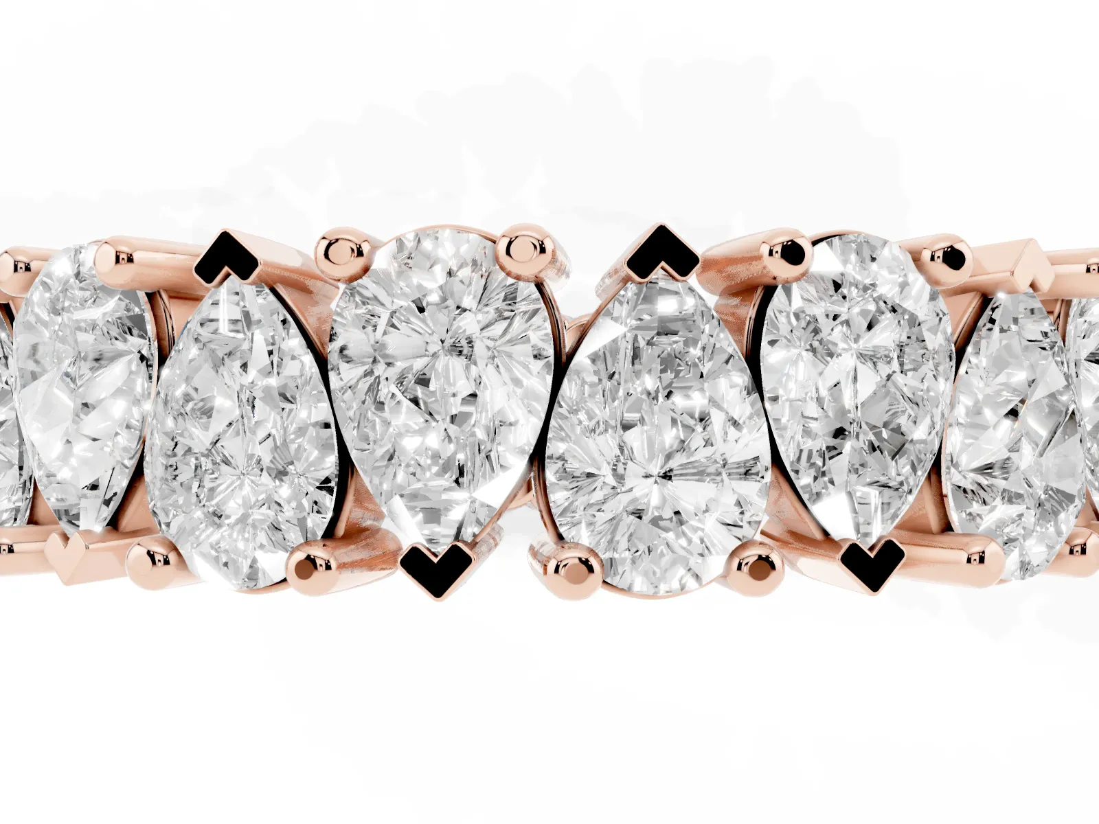 Pear Diamond Shared Prong Eternity Band Rose gold