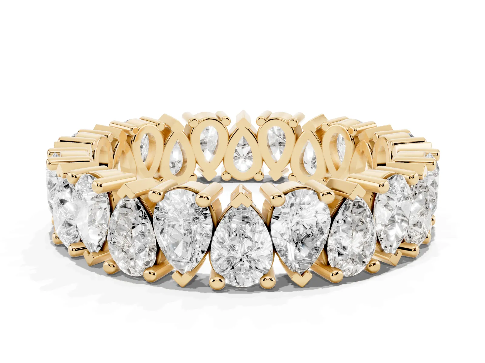 Pear Diamond Shared Prong Eternity Band Yellow gold