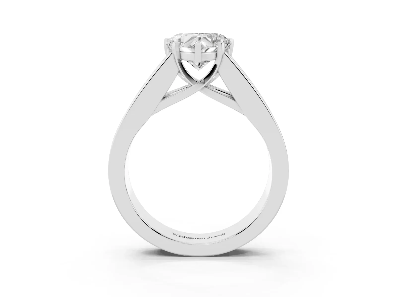 Heart Cut Cut Channel Set Solitaire Ring with Four-Prong Setting White gold