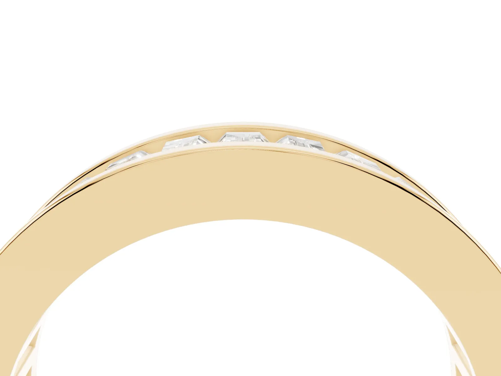 baguette Cut eternity band with channel set Yellow gold