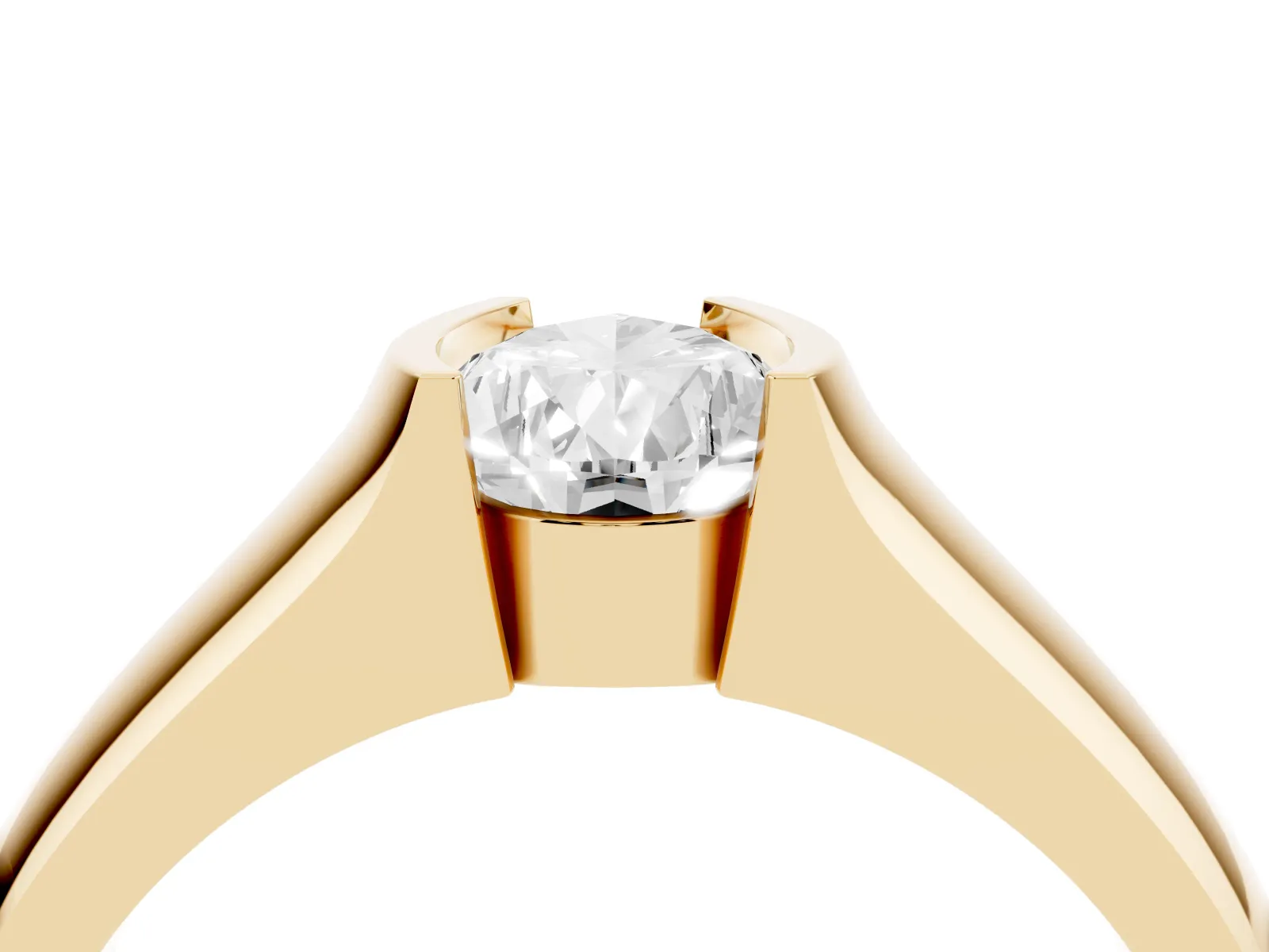 Pear Cut Solitaire Bezel Set Diamond Ring with Wide Band Yellow gold
