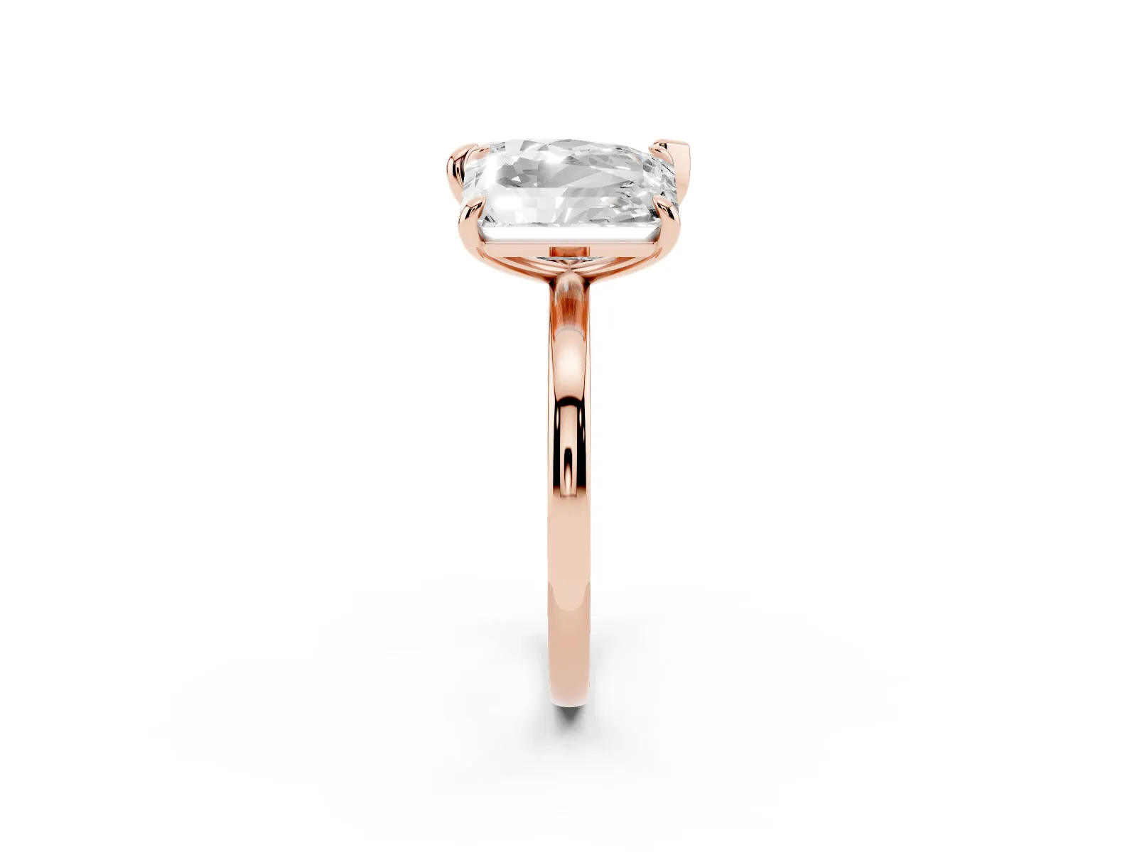 Pear and Radiant Toi Moi Ring with Prong Setting and Plain Band Rose gold