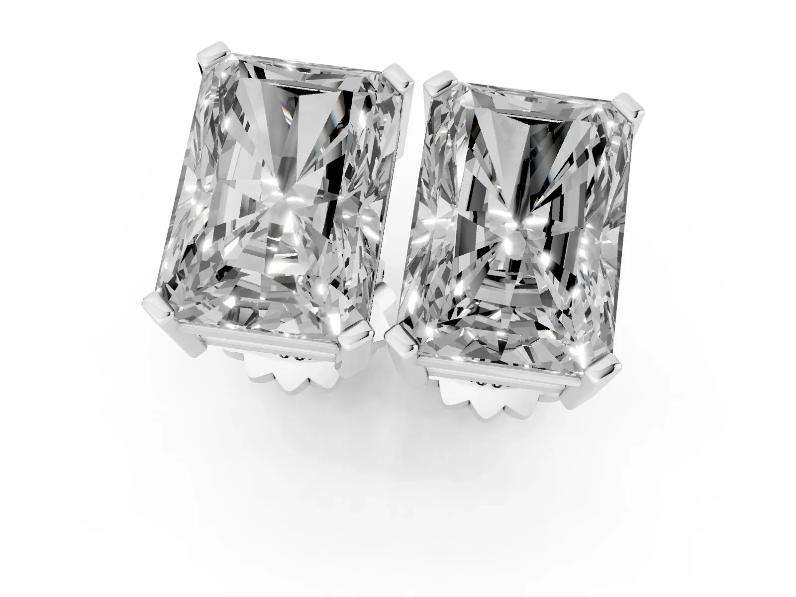 Radiant Cut Diamond Stud Earrings Platinum