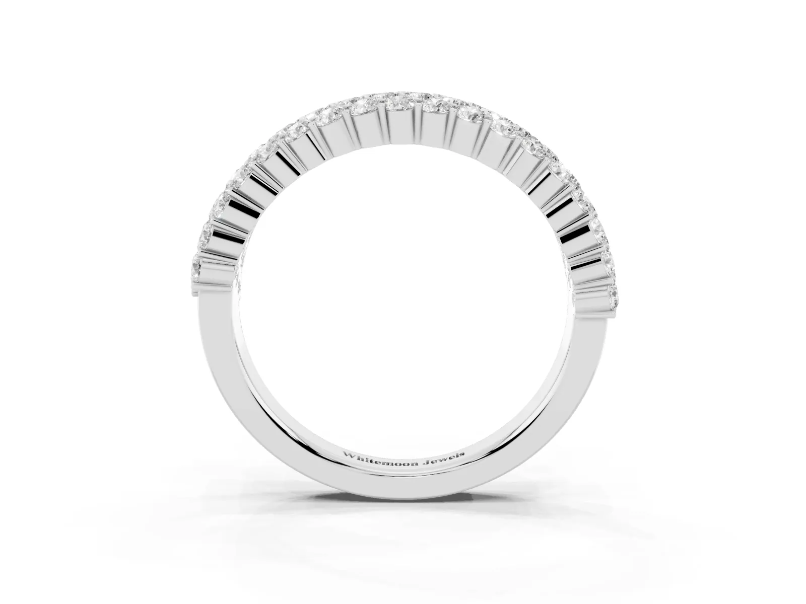 Round Diamond Checkerboard Pavé Promise Ring with Round Diamond Accents Silver
