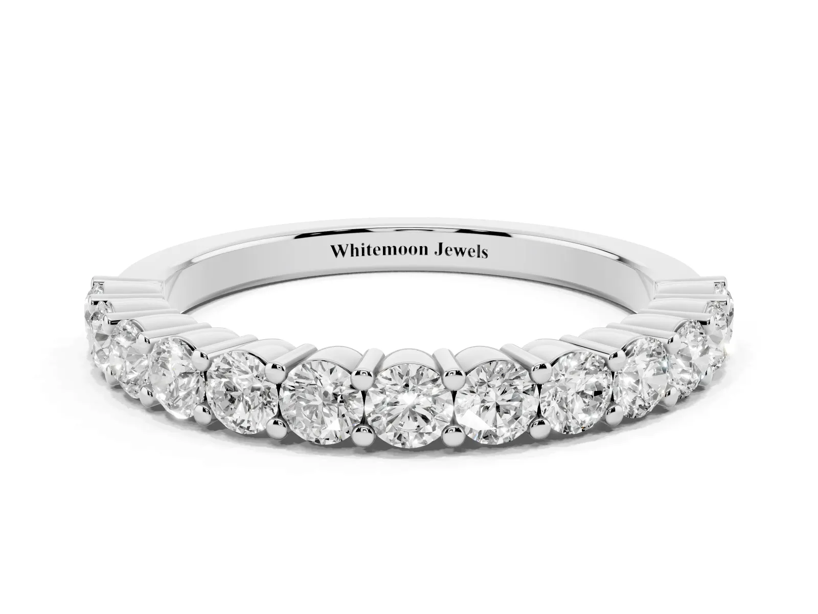 Alternating Round Diamond Promise Ring with Round Diamond Accents Platinum