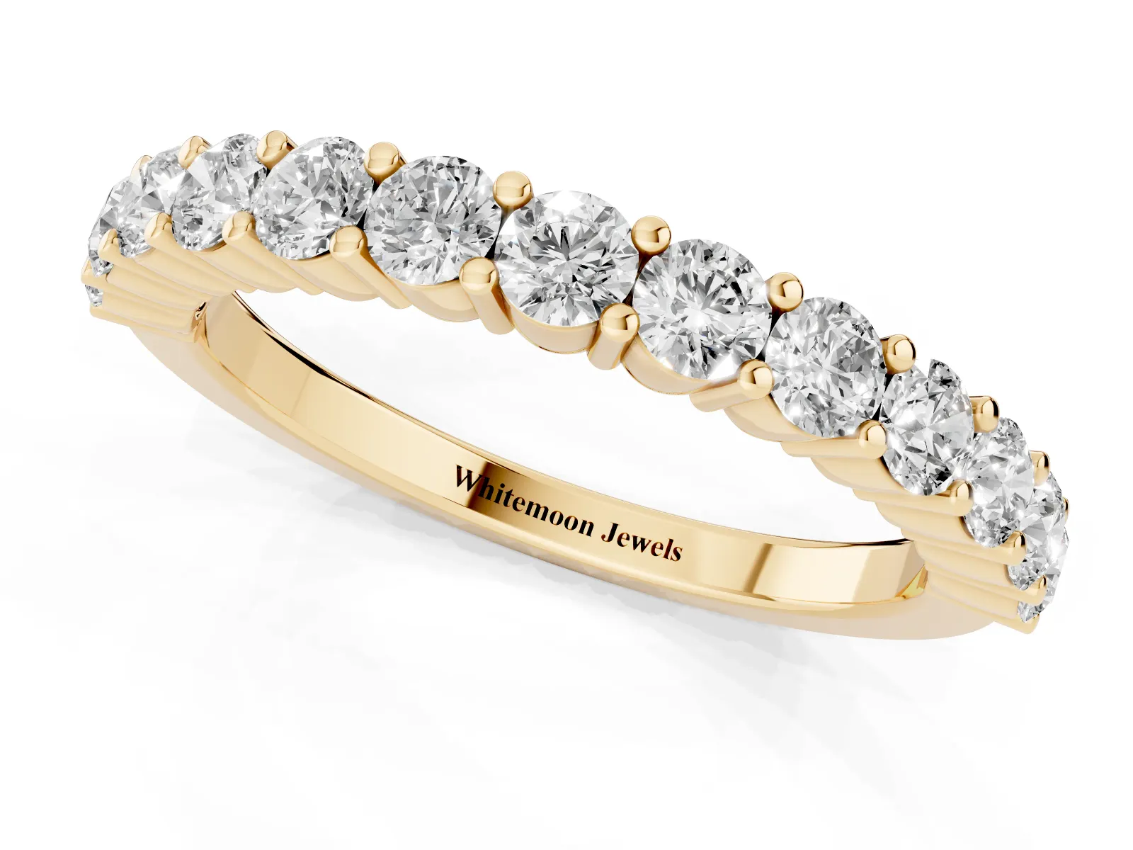 Alternating Round Diamond Promise Ring with Round Diamond Accents Yellow gold