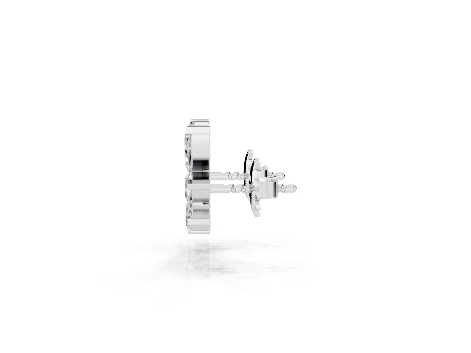 Marquise and Round Diamond Ivy Climber Earrings Silver