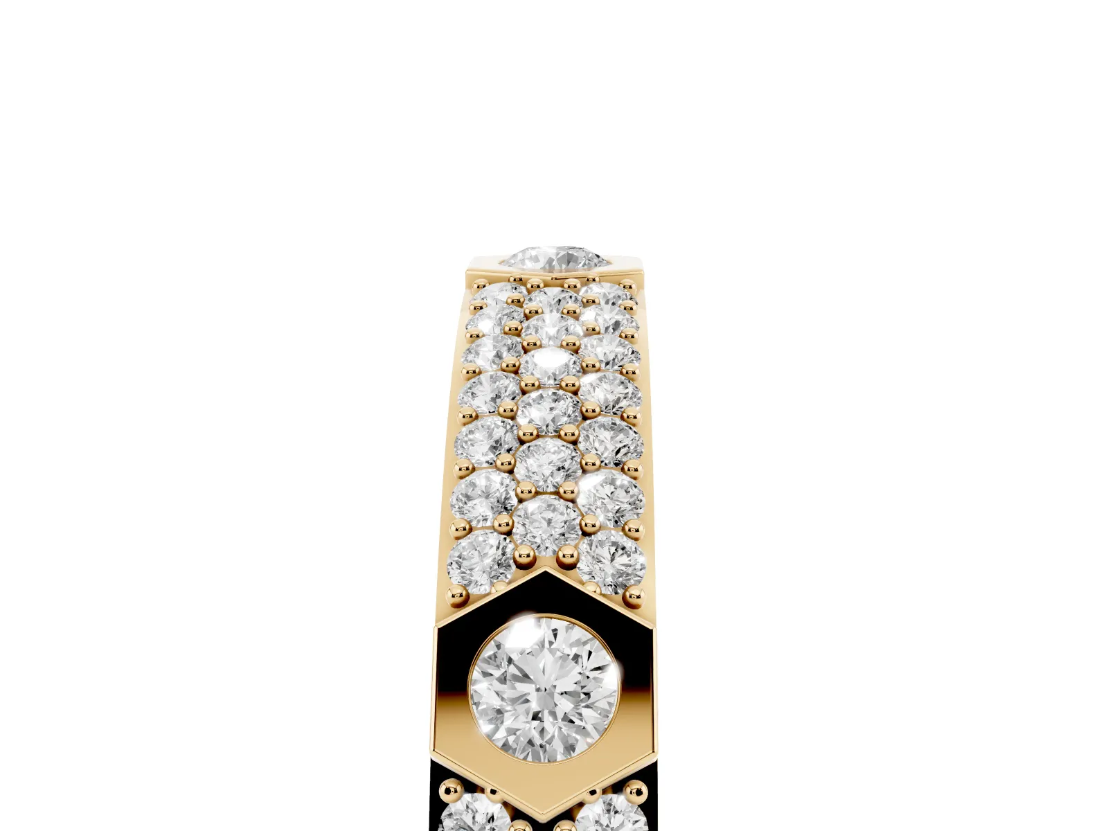 Round Diamond Pavé Promise Ring with Round Diamond Accents Yellow gold