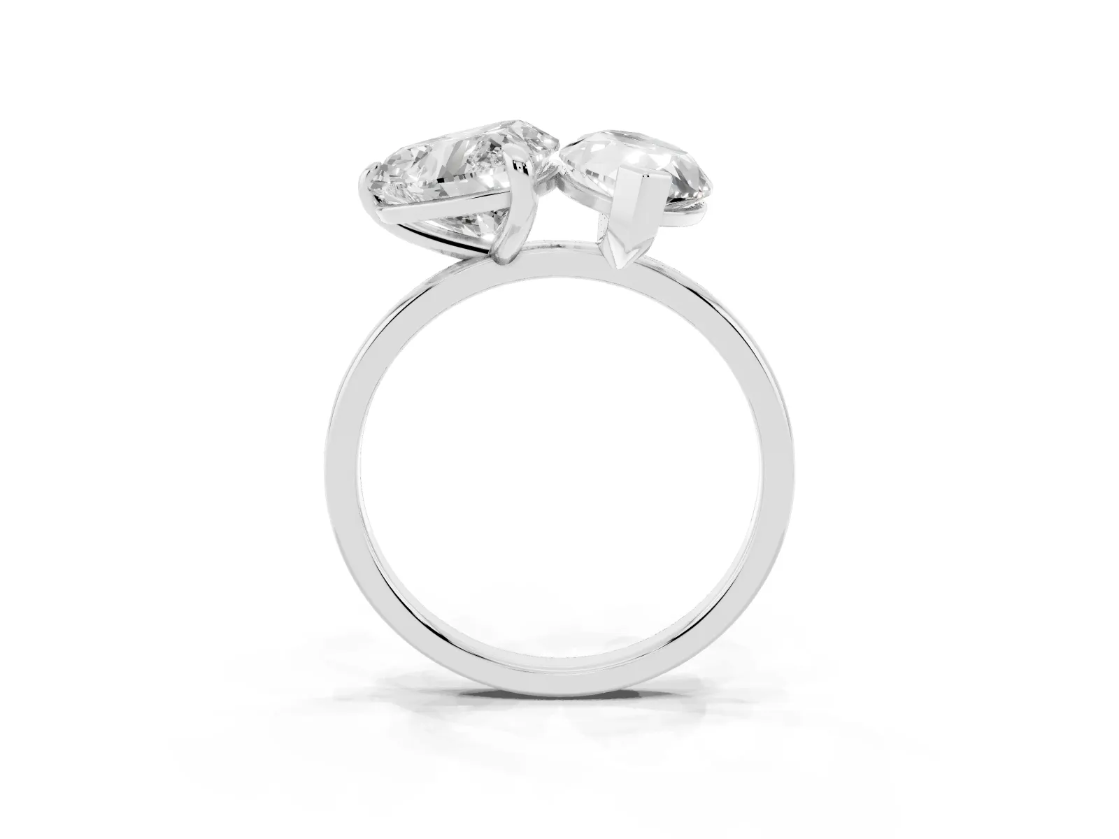 Heart and Marquise Toi Moi Ring with Prong Setting and Micro Pave Band Silver