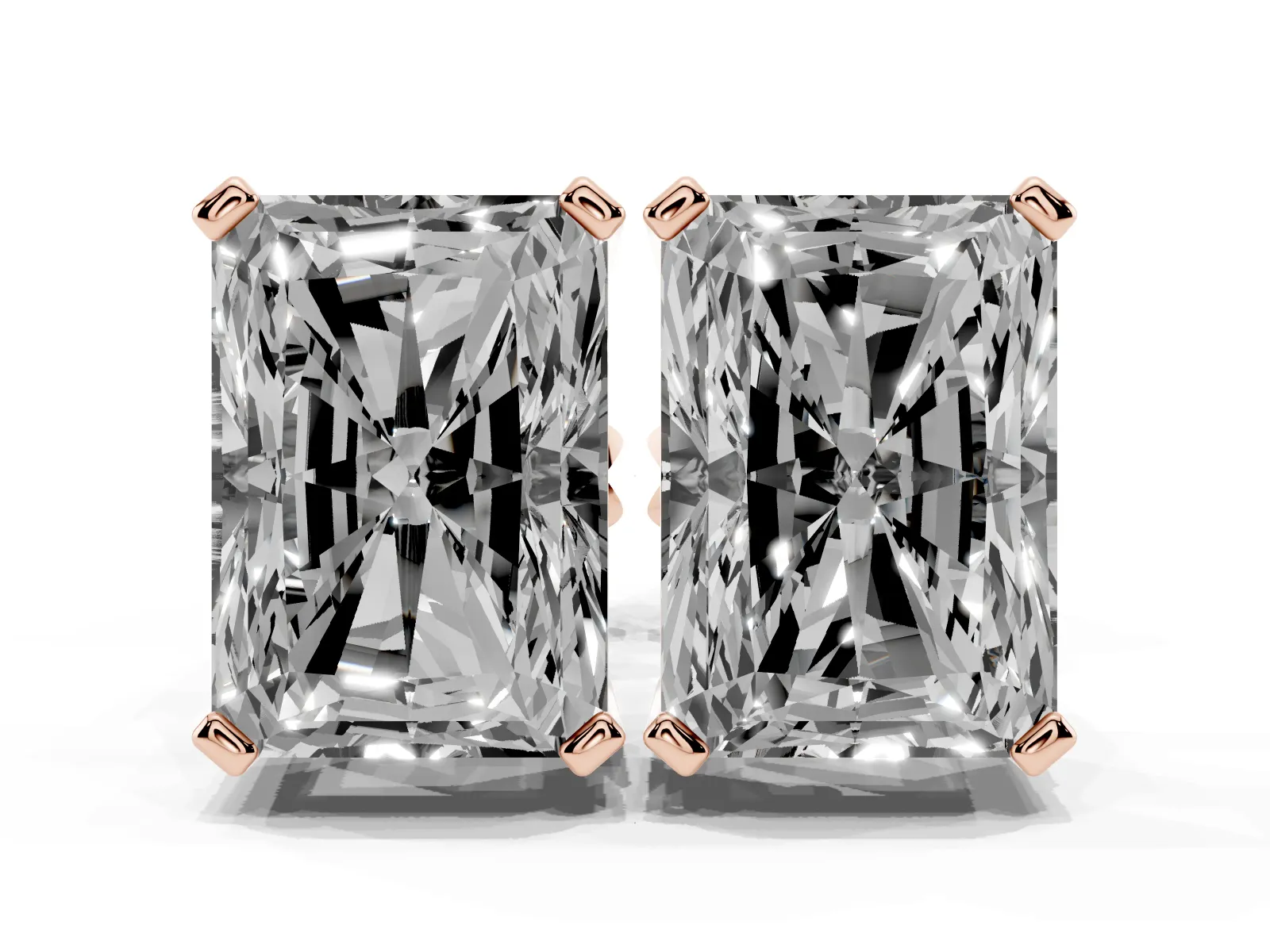Radiant Cut Diamond Stud Earrings Rose gold