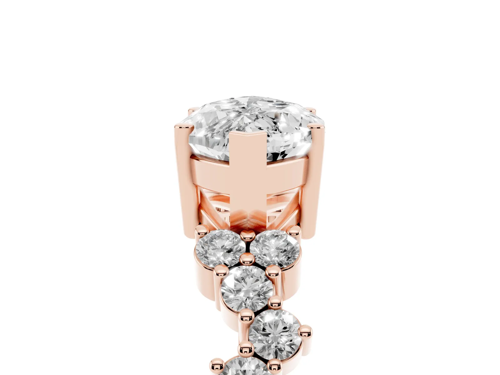 Marquise Cut Diamond Scattered Round Accent Ring with Prong Setting Rose gold