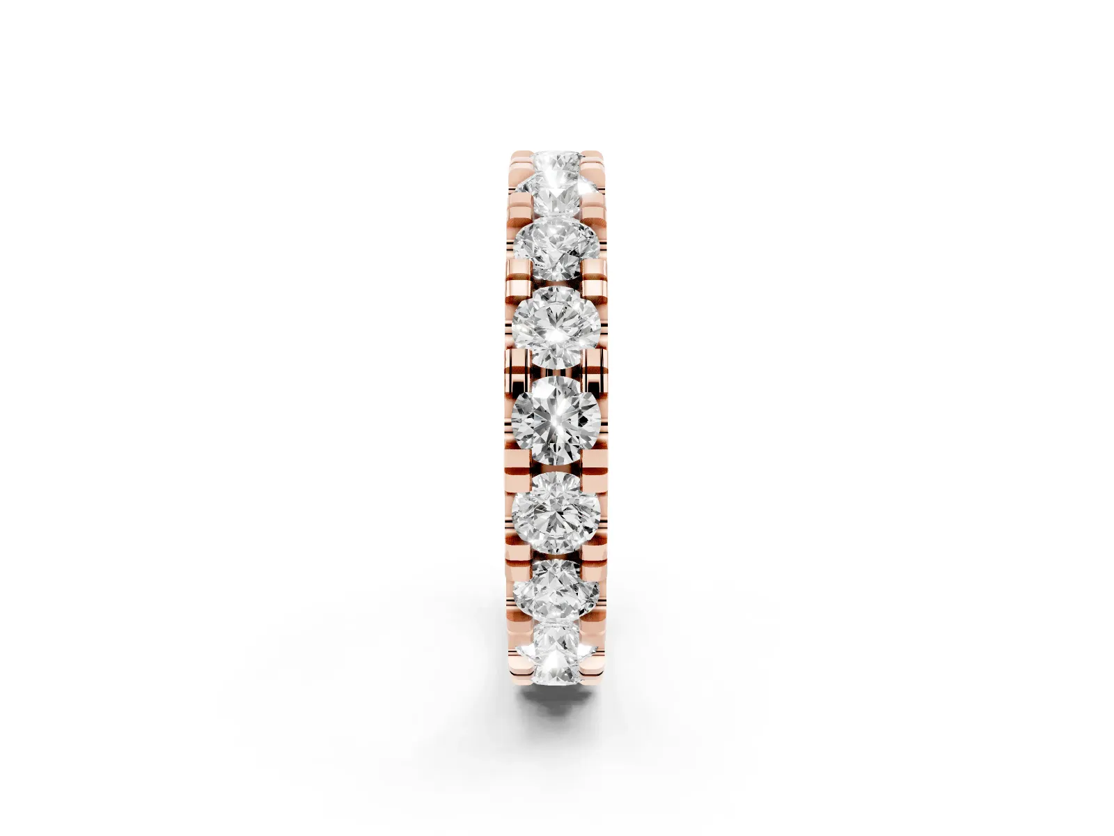 Round Diamond Full Eternity Band with U-Prong Setting Rose gold