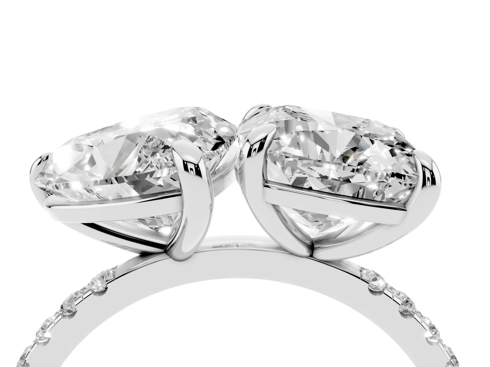 Cushion and Heart Toi Moi Ring with Prong Setting and Pave Band White gold
