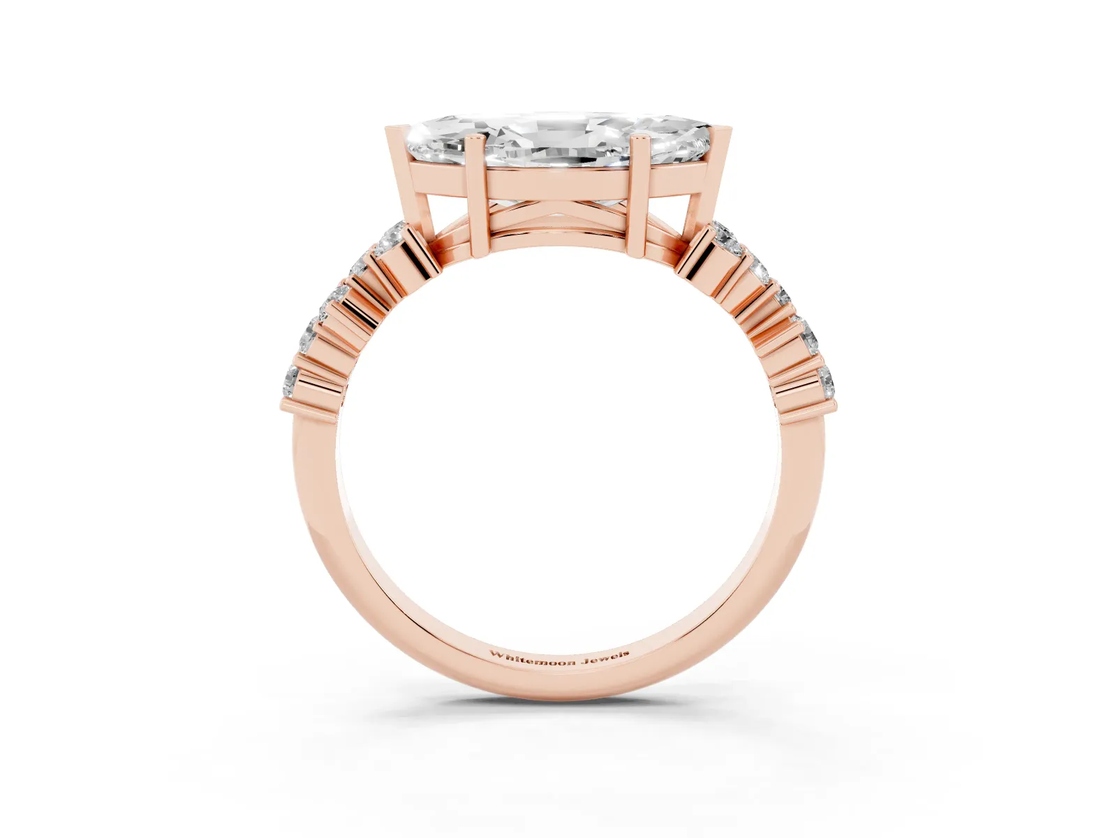 Marquise Cut Diamond Scattered Round Accent Ring with Prong Setting Rose gold
