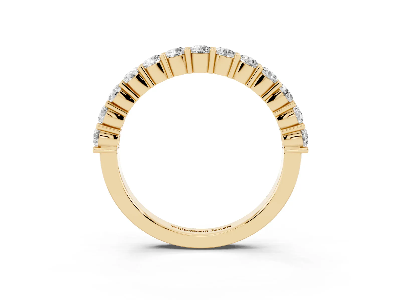 Alternating Round Diamond Promise Ring with Round Diamond Accents Yellow gold