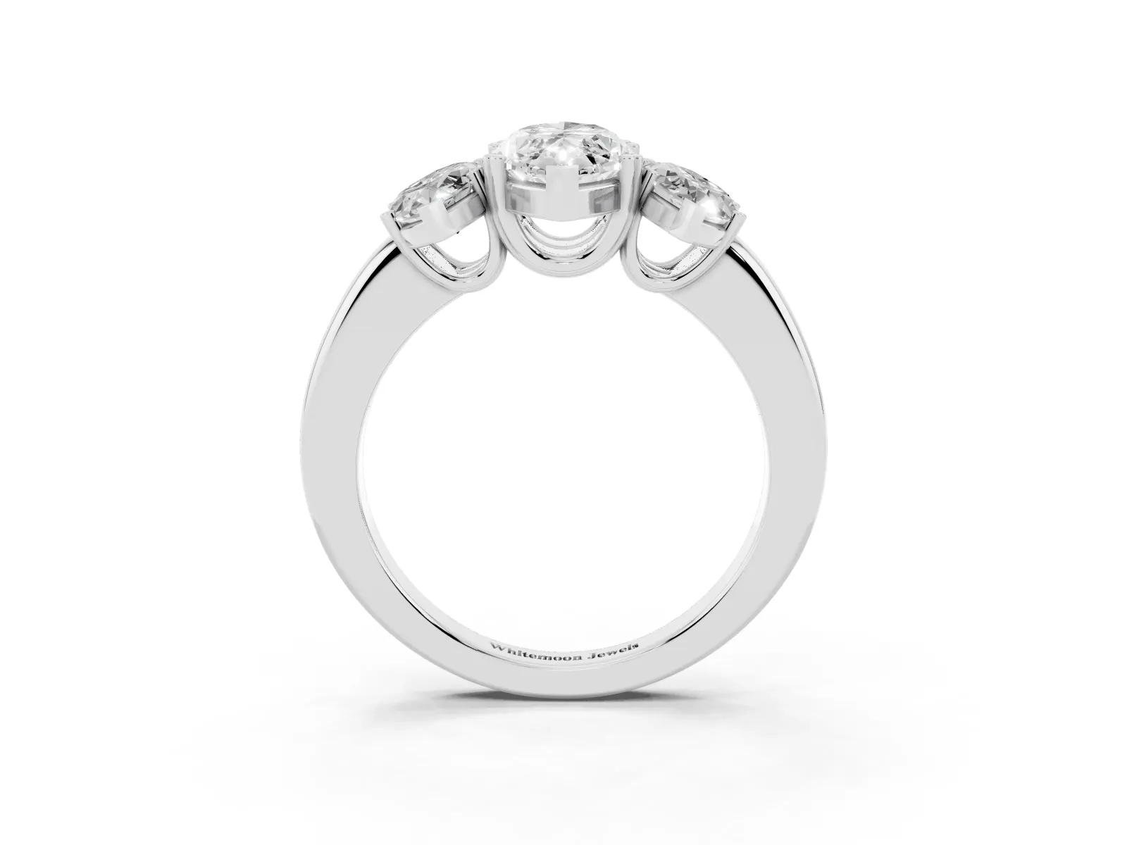 Three-Stone Marquise Cut Cut Diamond Ring with Channel Set Band and Four-Prong Setting Platinum
