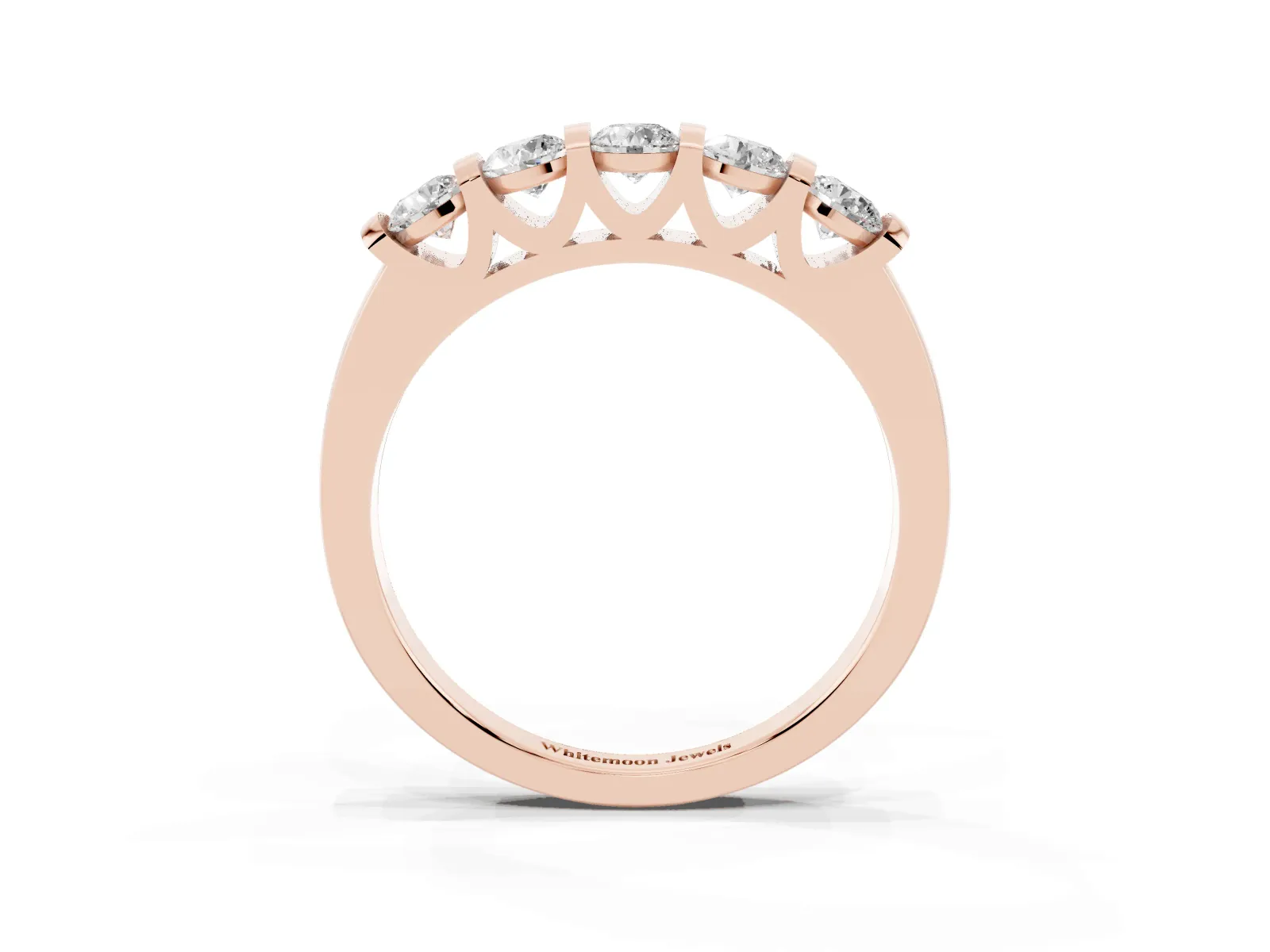 Five-Stone Round Diamond Half-Eternity Bar-Set Ring Rose gold