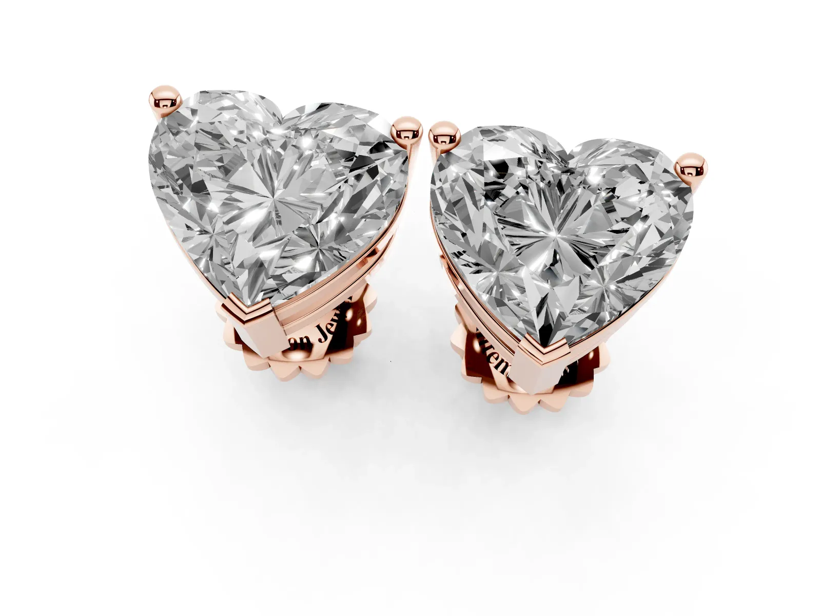 Heart Cut Diamond Stud Earrings Rose gold