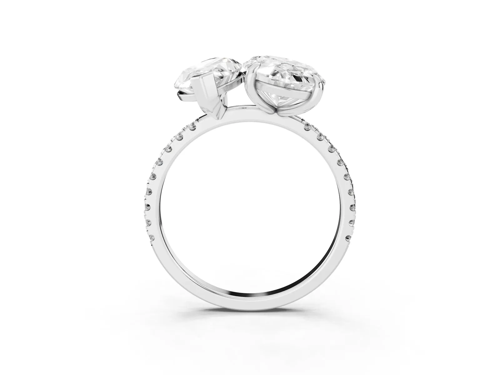 Oval and Marquise Toi Moi Ring with Prong Setting and Pave Band Silver
