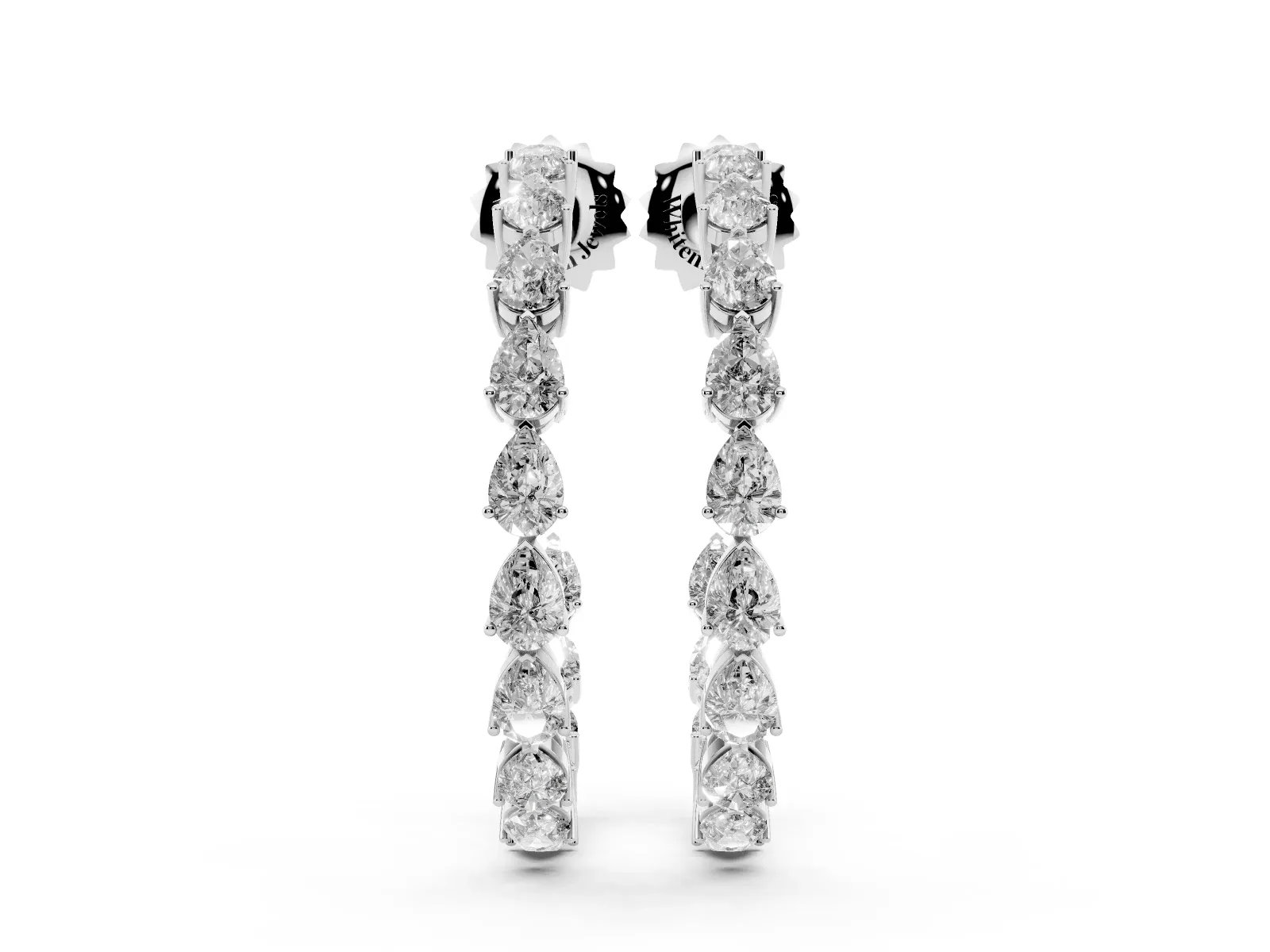 Pear Diamond Open Hoop Earrings White gold