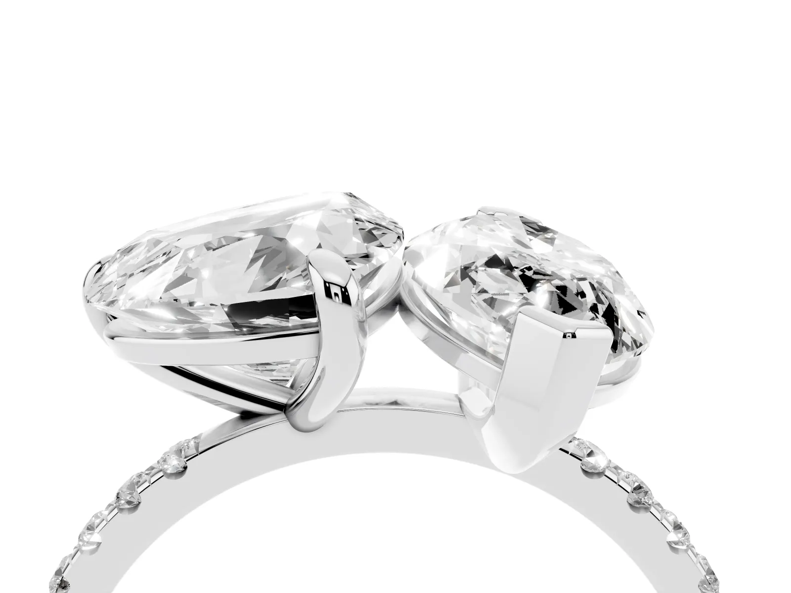 Heart and Marquise Toi Moi Ring with Prong Setting and Pave Band White gold