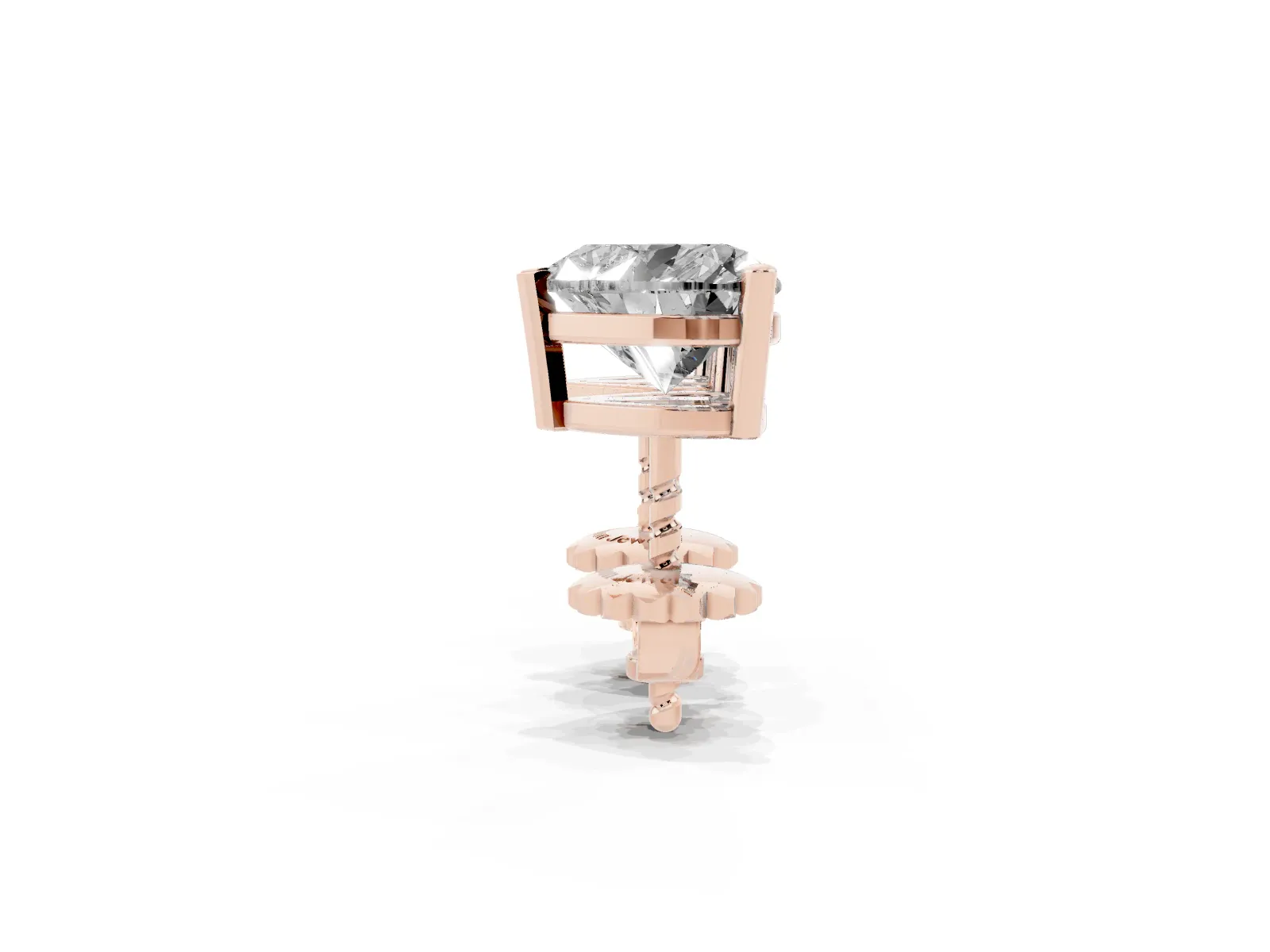 Heart Cut Diamond Stud Earrings Rose gold