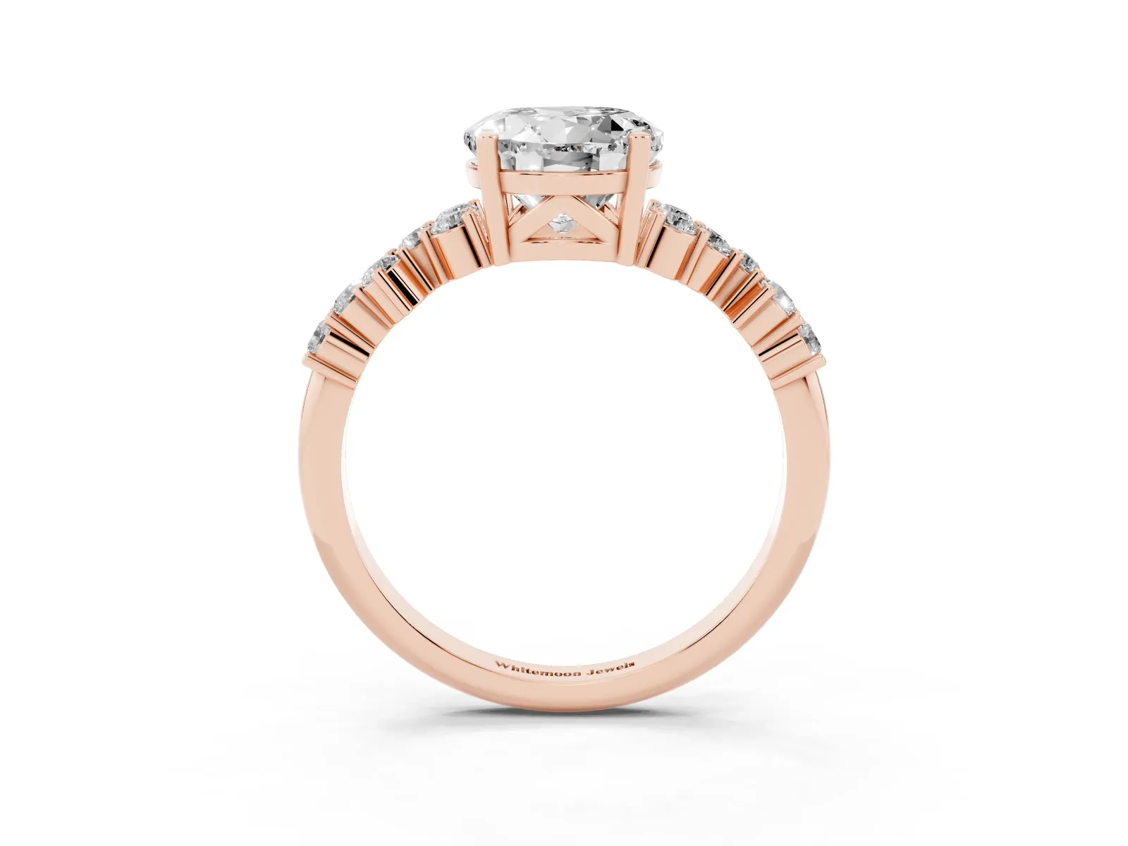 Round Cut Diamond Scattered Round Accent Ring with Prong Setting Rose gold