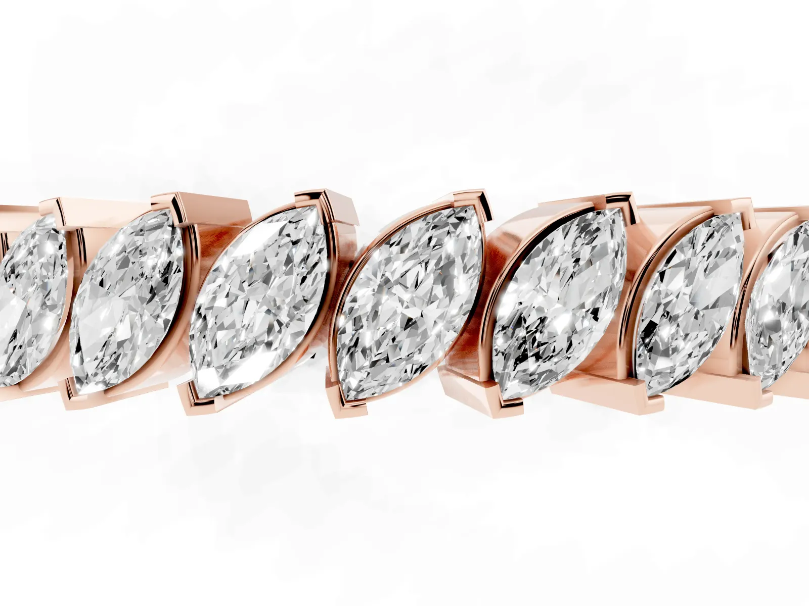 Marquise Diamond Shared Prong Full Eternity Band Rose gold