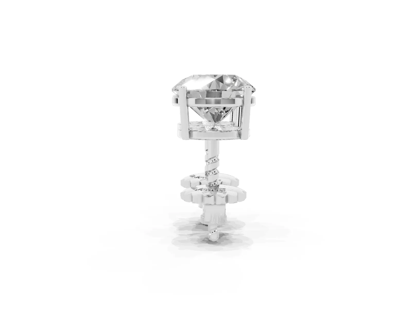 Round Cut Diamond Stud Earrings Platinum