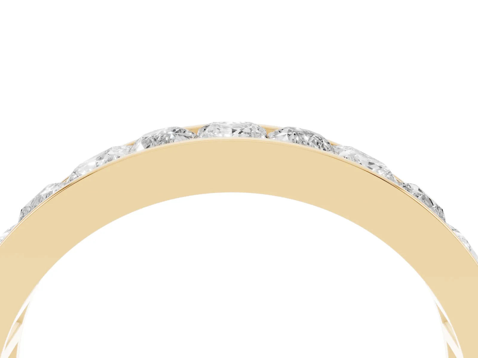 Princess Diamond Channel Set Promise Ring with Round Diamond Accents Yellow gold