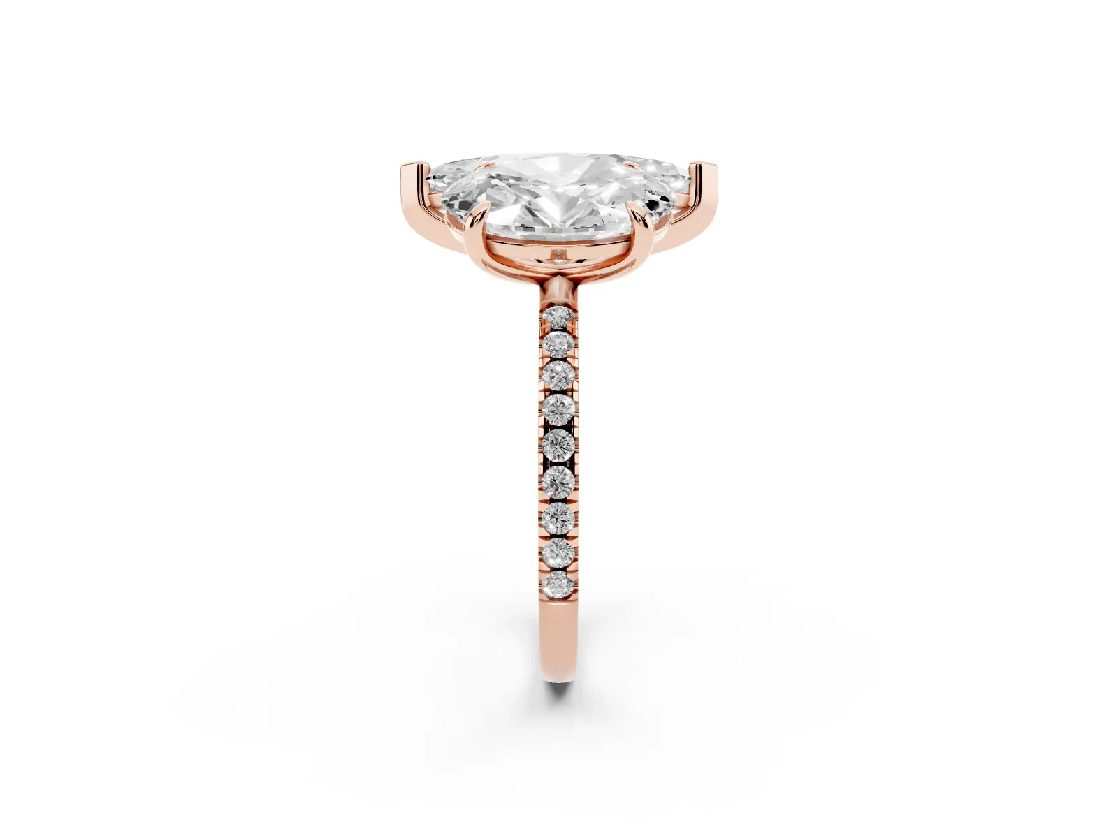 Oval and Marquise Toi Moi Ring with Prong Setting and Pave Band Rose gold