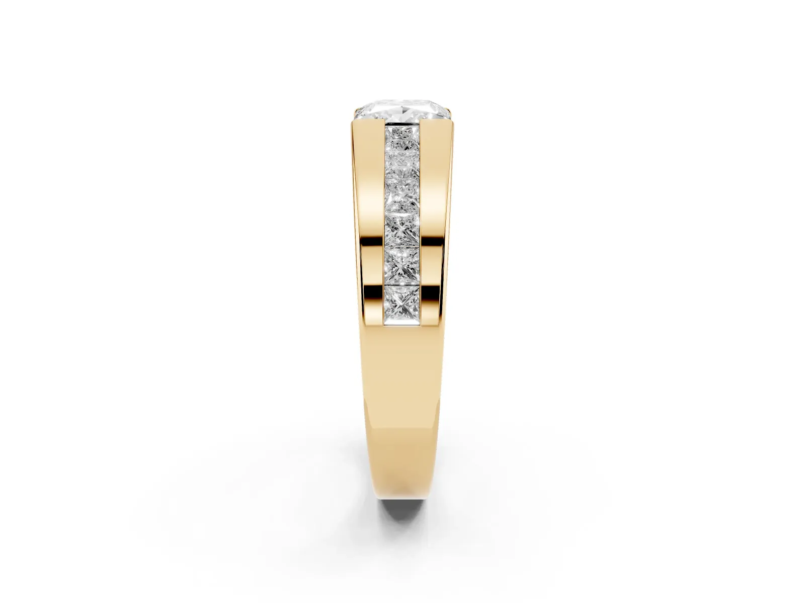 Princess Diamond Channel Set Mens Ring Yellow gold