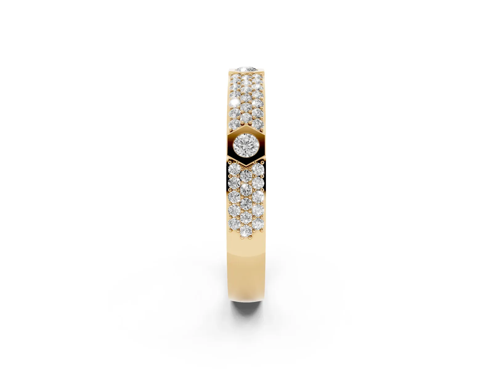 Round Diamond Pavé Promise Ring with Round Diamond Accents Yellow gold