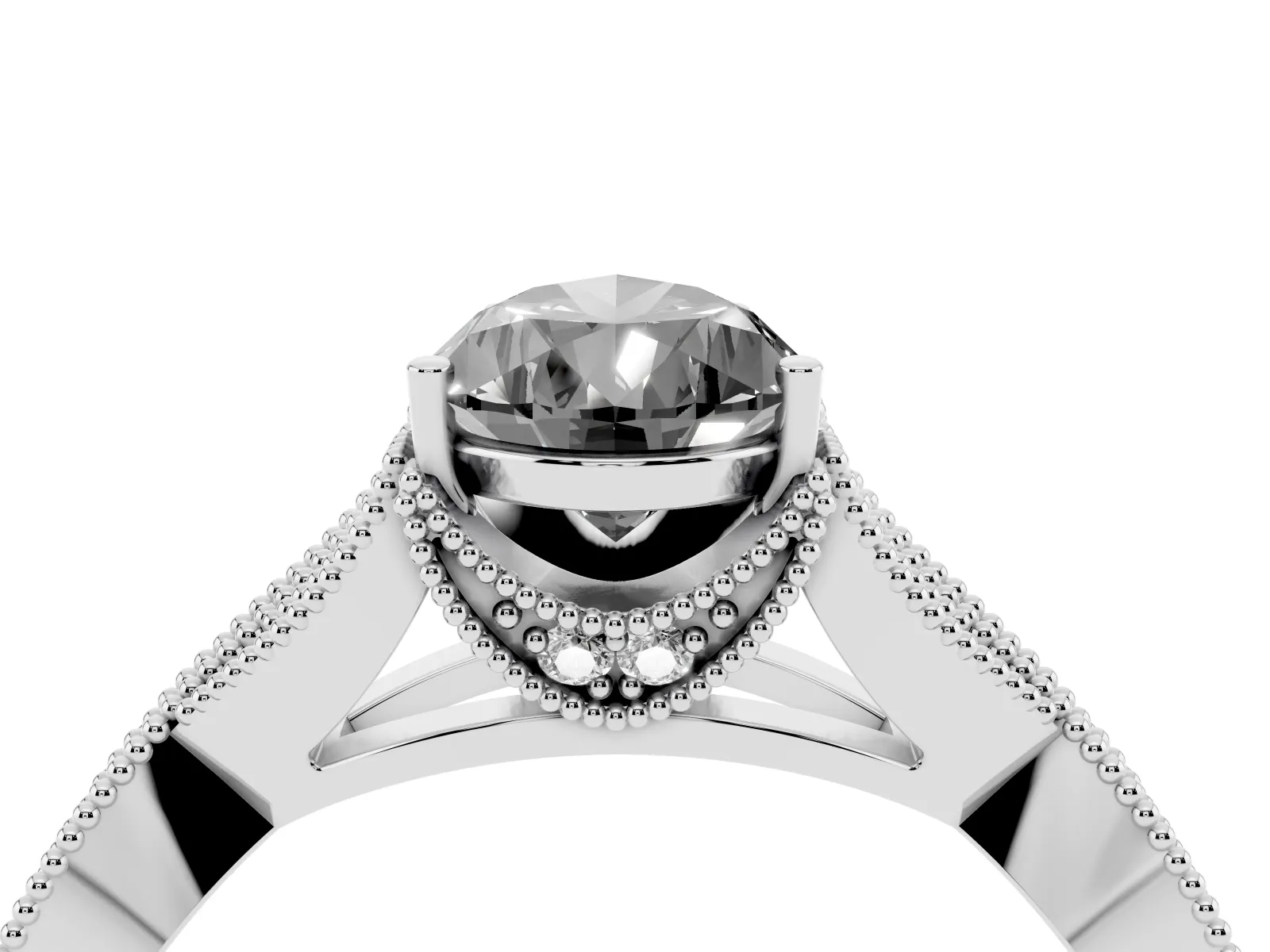 Fancy Black Pear Cut Cut Diamond Twisted Band with Milgrain Pave Setting and Four-Prong Setting Platinum
