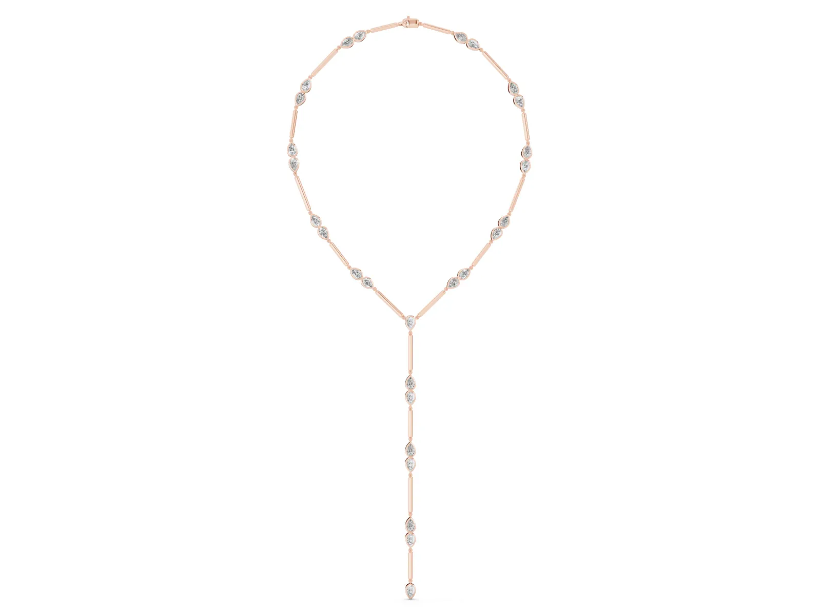 Pear Diamond Lariat Necklace with Station Accents Rose gold