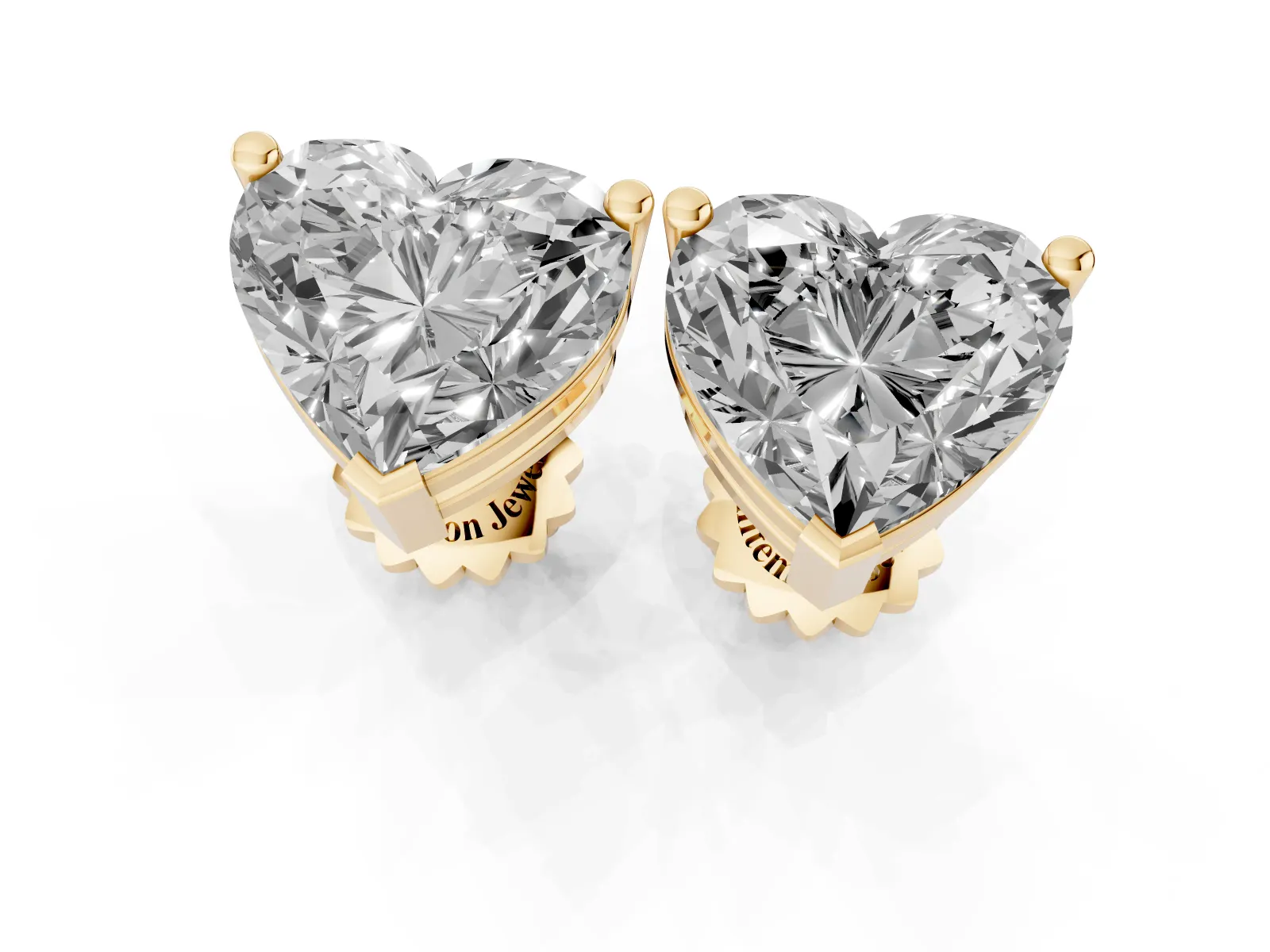 Heart Cut Diamond Stud Earrings Yellow gold